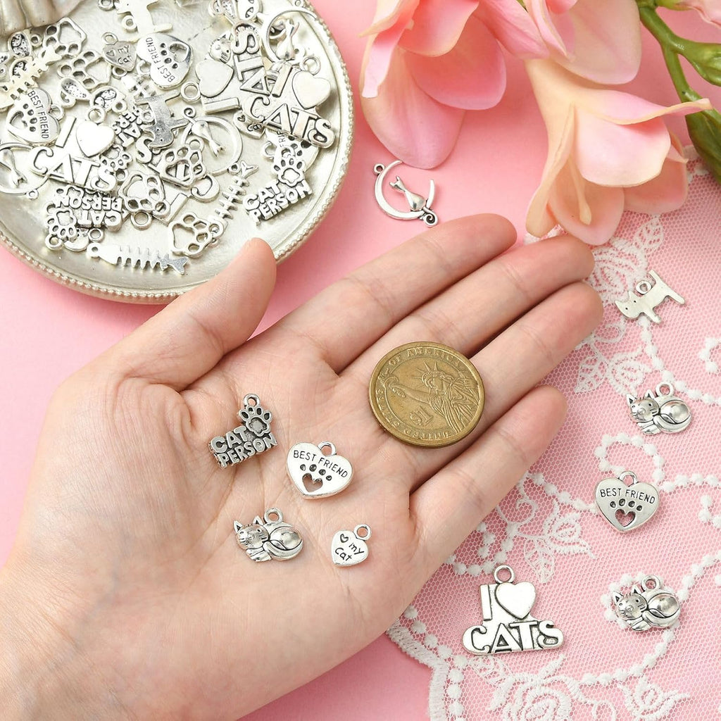 Ornazy craft supplies silver kitten pendants for necklace making