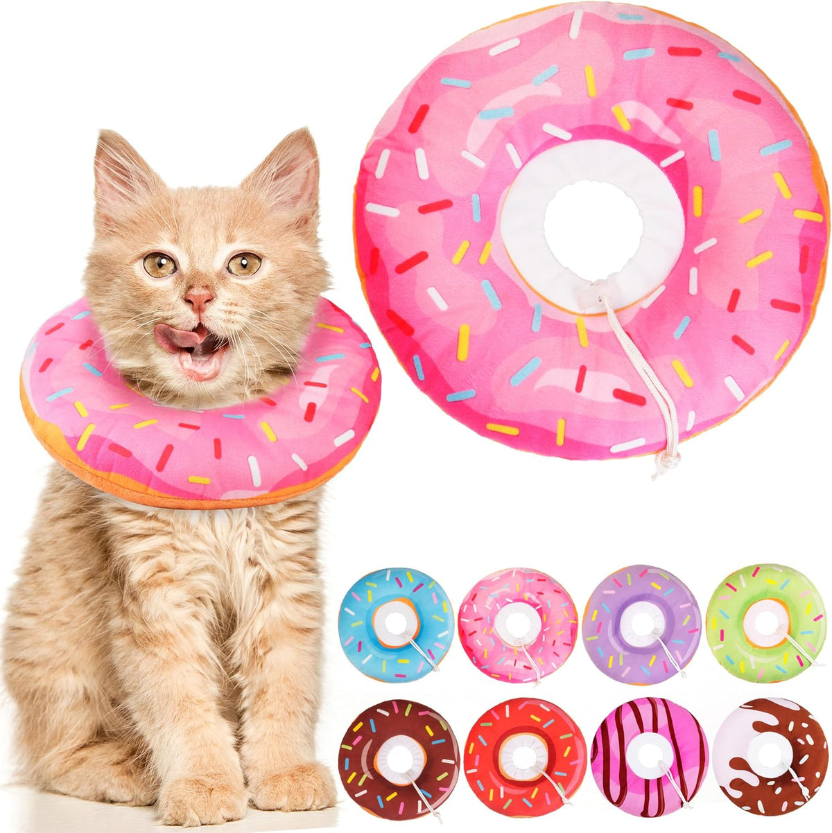 WONONE soft cat cone collar front view on a small kitten