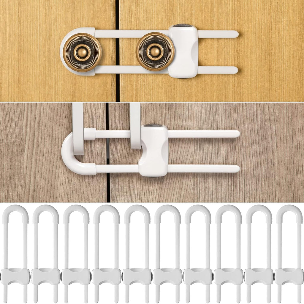 Jetec 10 pieces U-shaped cabinet locks for baby safety