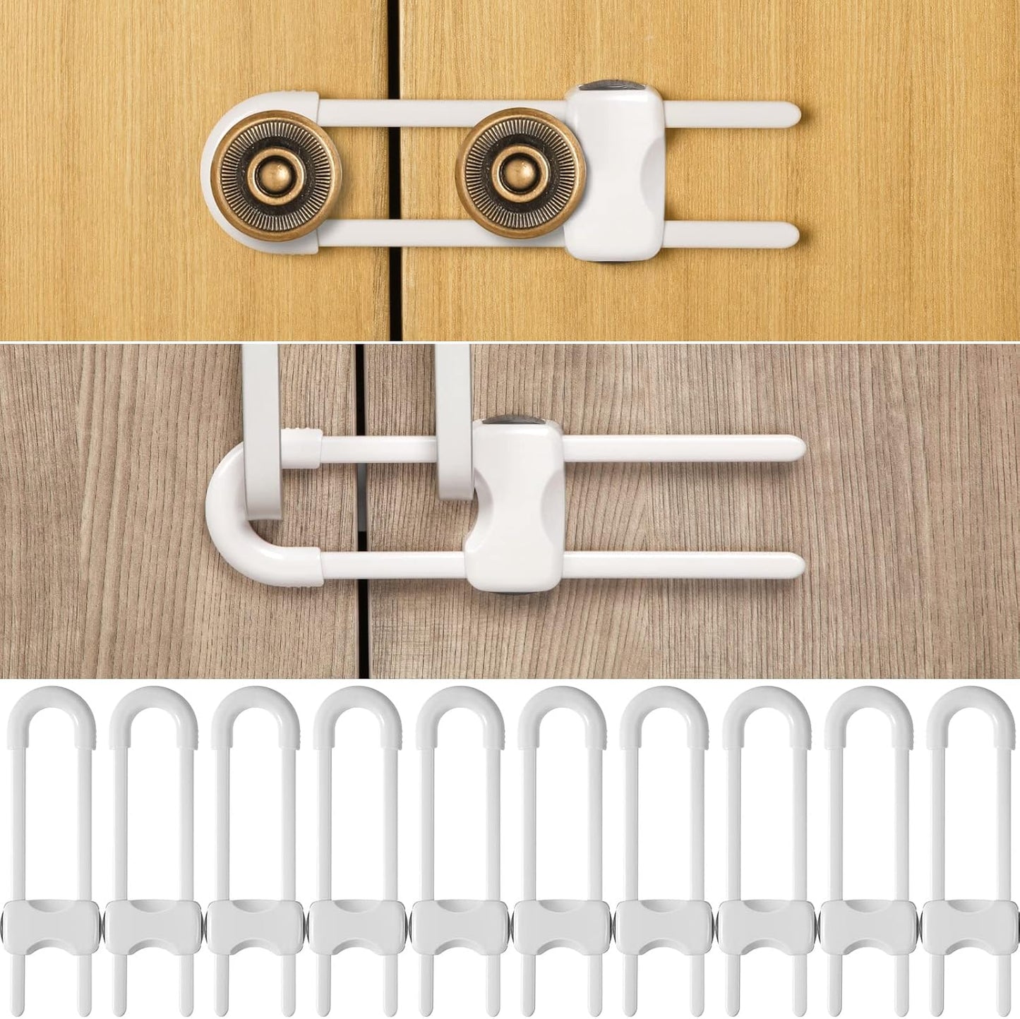 Jetec 10 pieces U-shaped cabinet locks for baby safety
