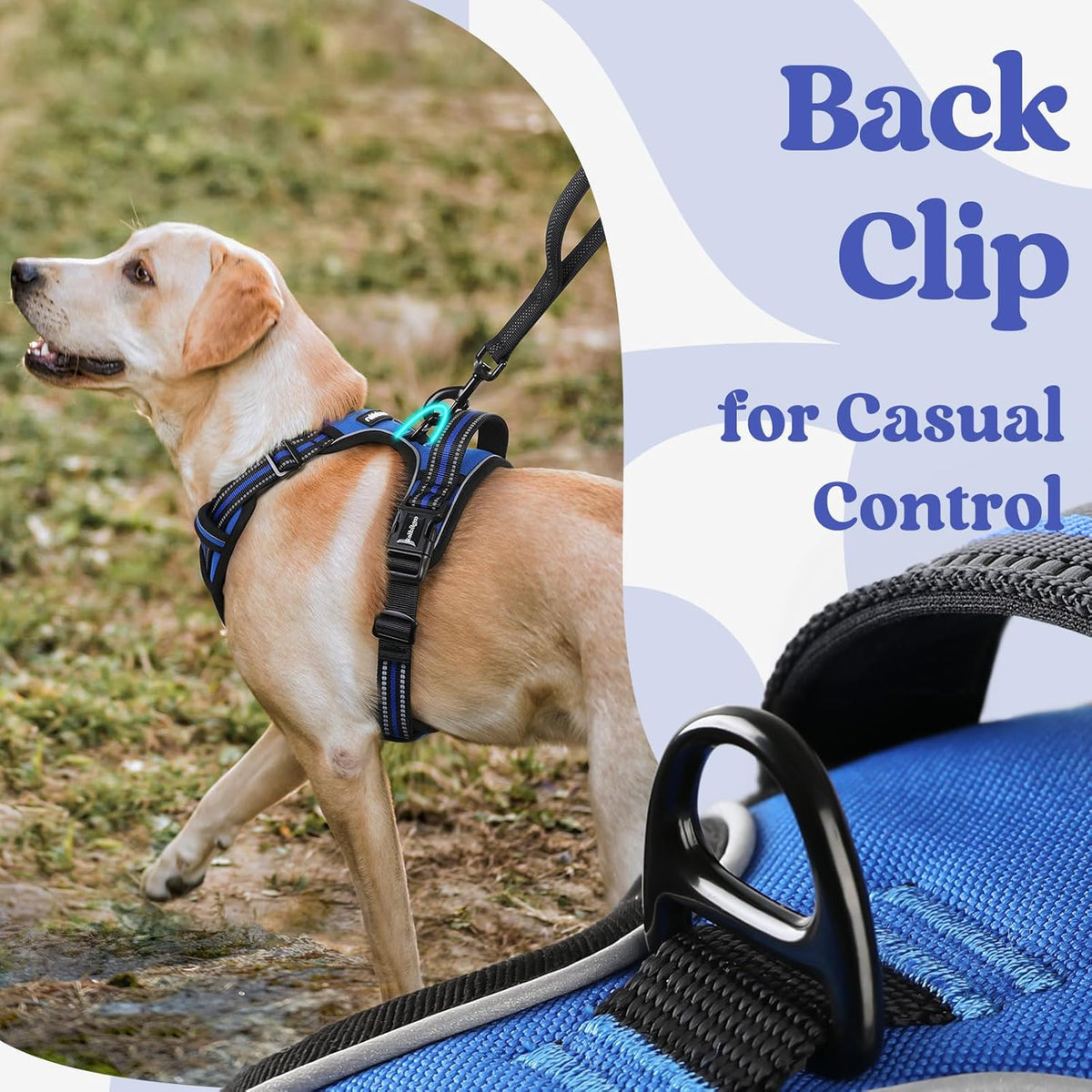 Rabbitgoo large dog harness with lockable neck buckle detail