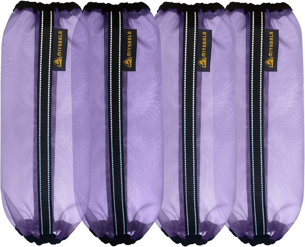 MIYABALA horse fly boots front view showing purple mesh design