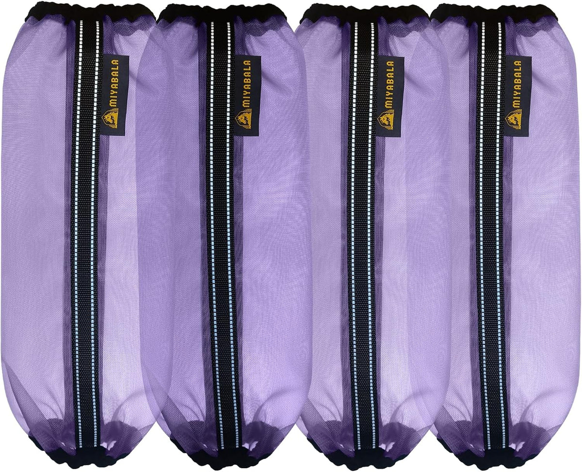 MIYABALA horse fly boots front view showing purple mesh design