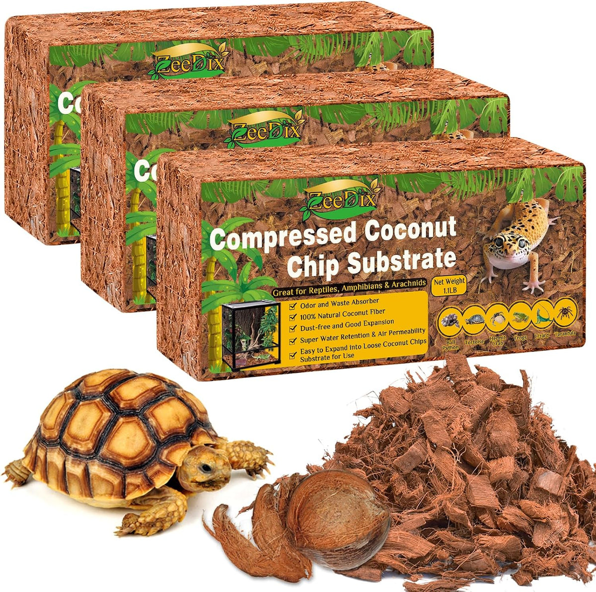 ZeeDix reptile bedding packaging label details