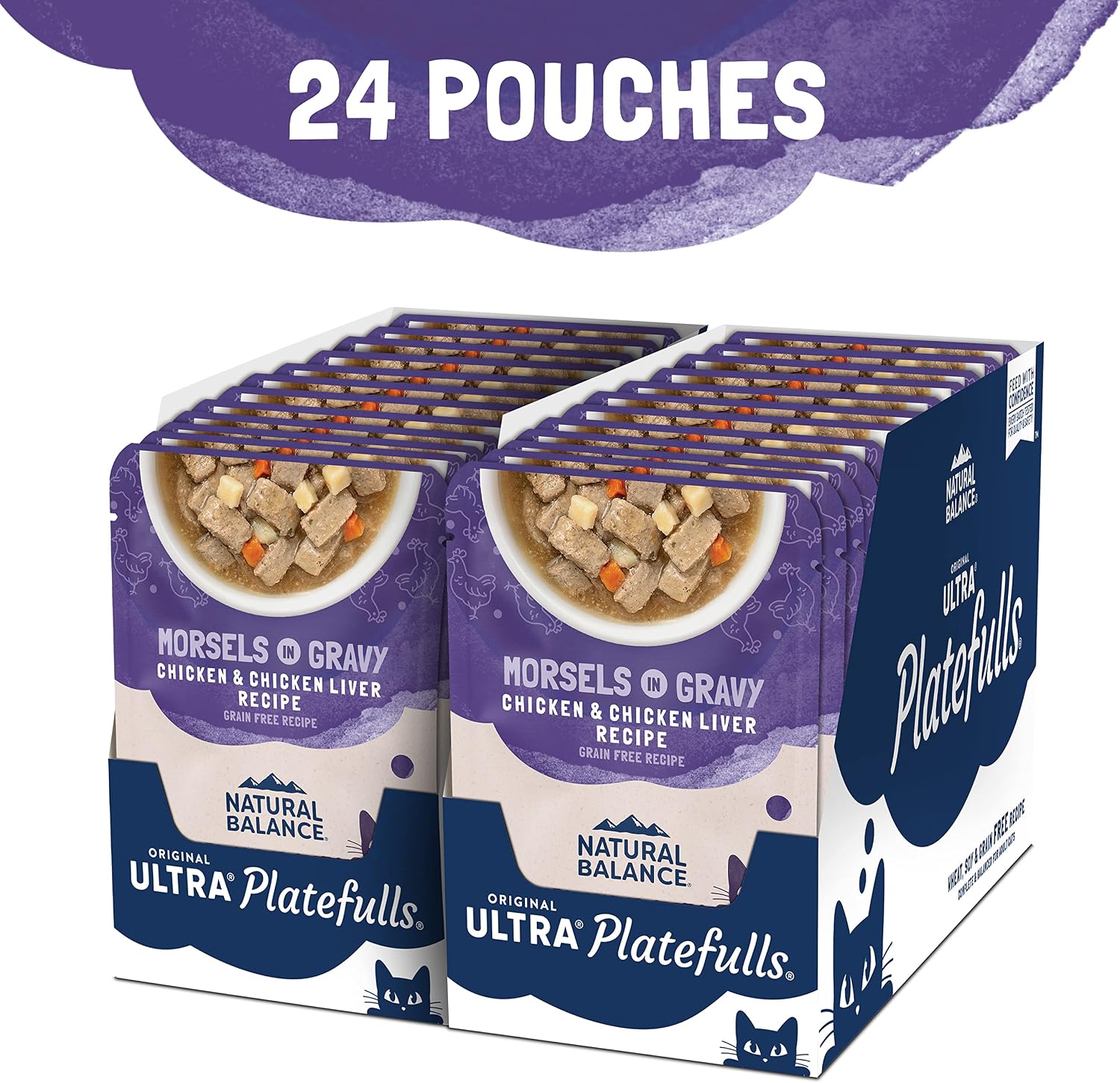 Natural Balance grain free indoor adult wet cat food pouch display