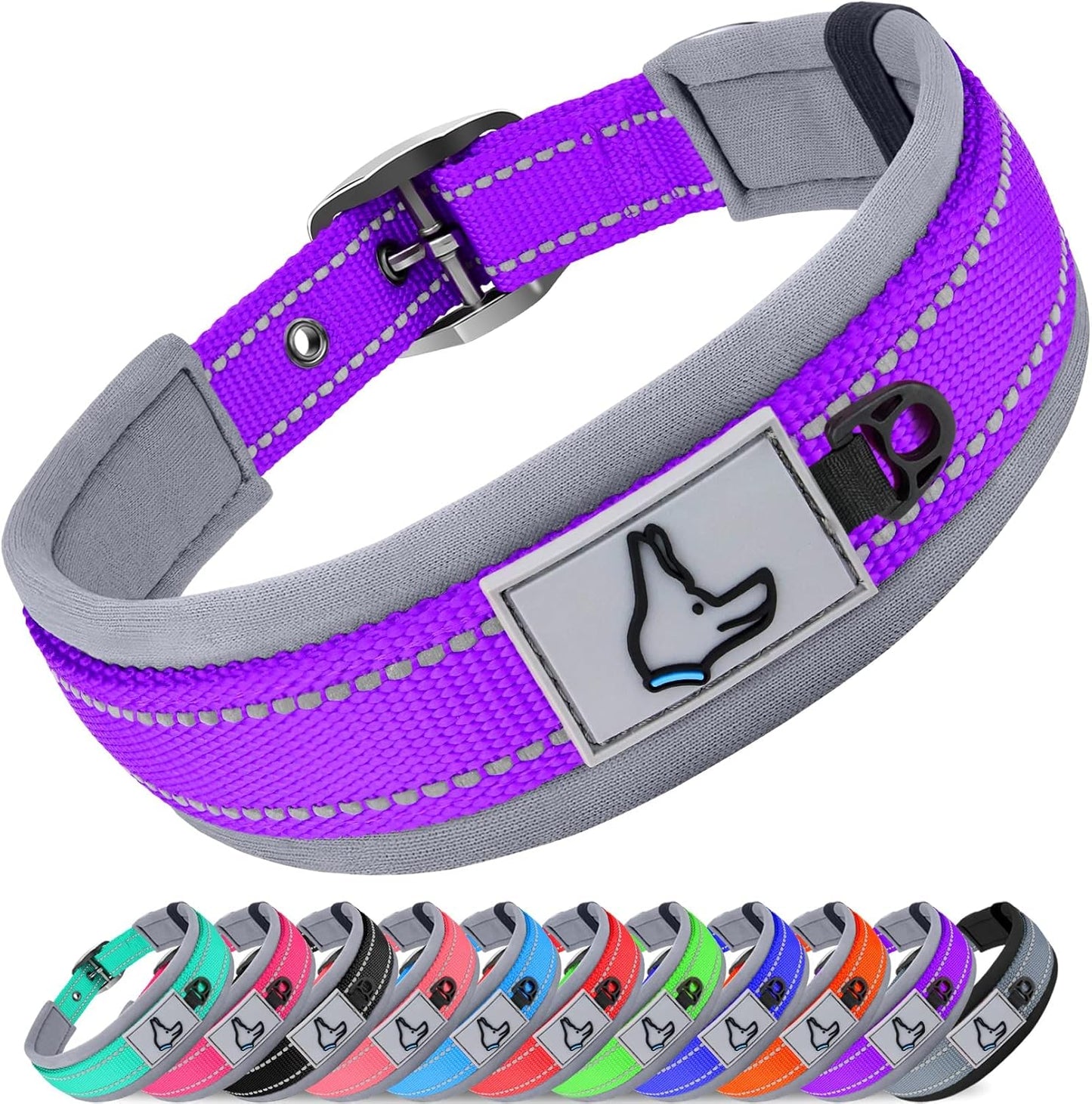 Joytale Dog Collar for Large Dogs, Neoprene Padded and Adjustable, Reflective Wide Heavy Duty Pet Collars with Durable Metal Belt Buckle for Walking, Hotpink, L - Image 15