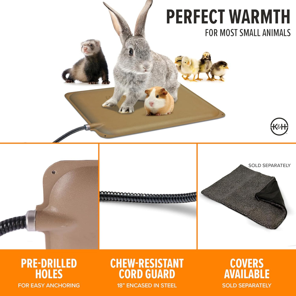 K&H Pet Products small animal outdoor heated pad steel capped cord detail