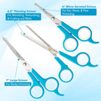 Boshel six inch micro serrated pet scissor designed for face ears and paws.