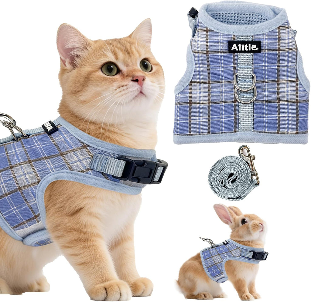 AIITLE Bunny Harness and Leash Set Escape Proof - Magic Tape Design, Lightweight Plaid Pattern Mesh Padding, No Pull No Choke for Puppy Cat Rat Squirrel Ferret, Outdoor Walking Running, Beige S - Image 10