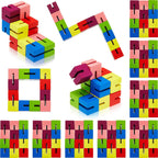 Sumind wooden fidget toy twist block cubes front view featuring multi colored flexible interconnected sensory puzzle pieces