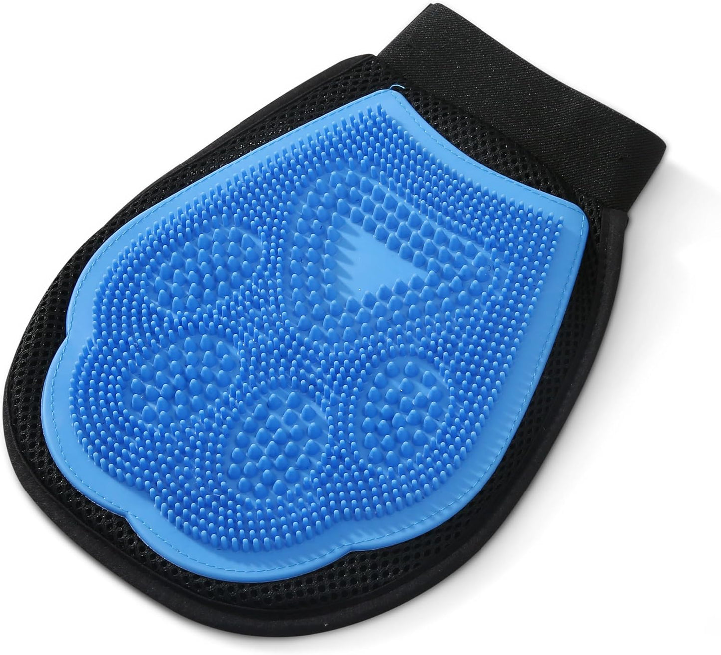 Velour side of the professional pet hair remover glove designed for clearing fur from furniture.