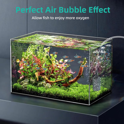 DaToo fish tank bubble diffuser showing fine mist bubble distribution underwater.