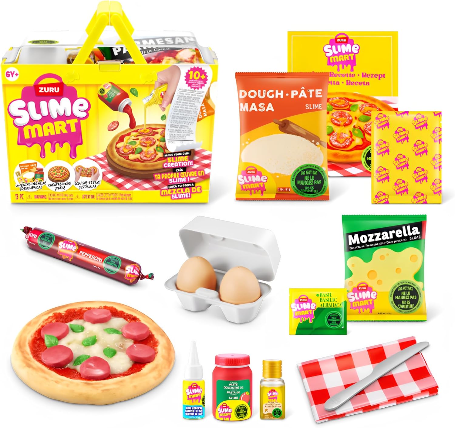Slime Mart Small Basket by ZURU Pizza variant front view of toy packaging.