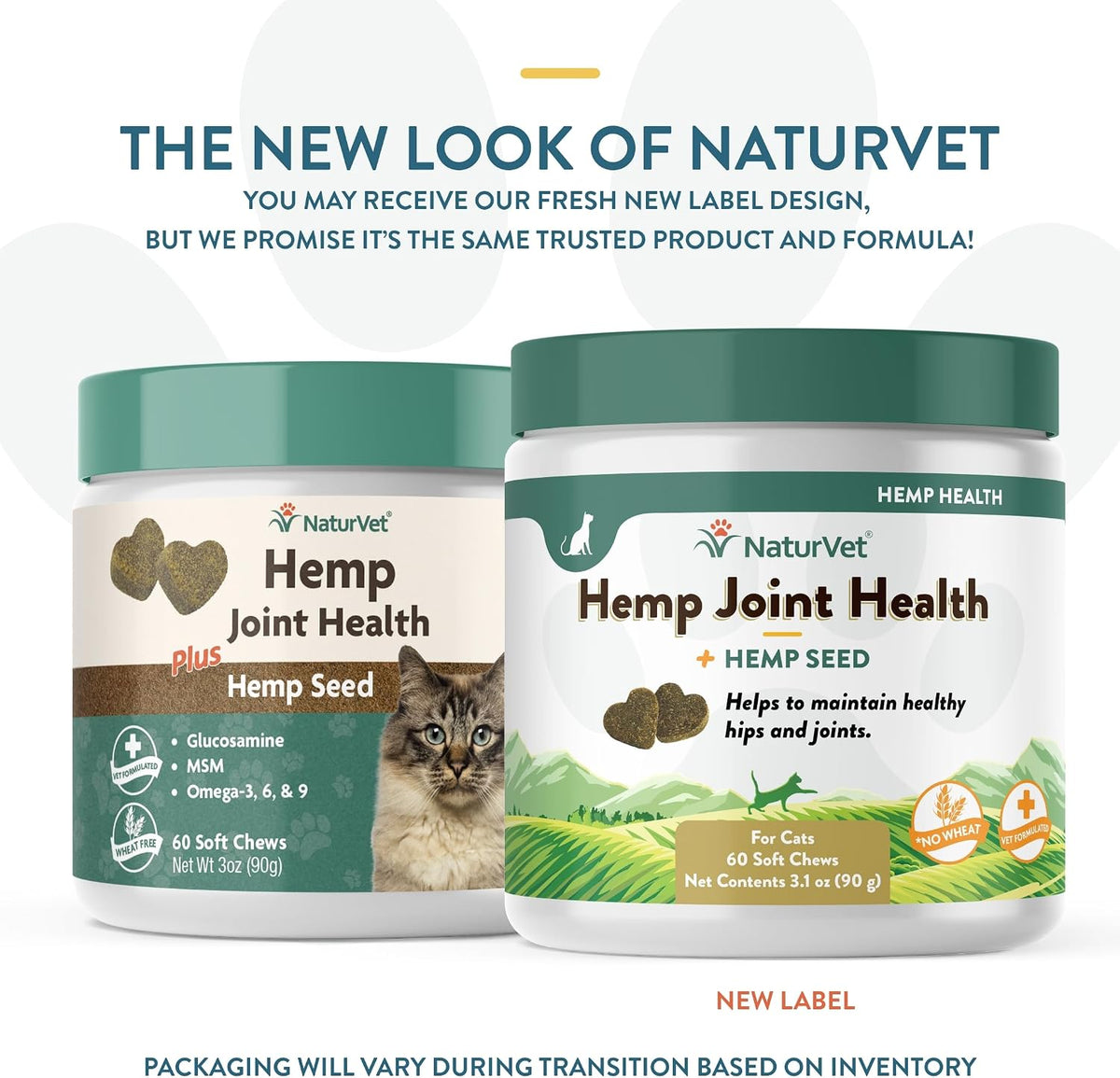 NaturVet cat joint supplement container showing active ingredients