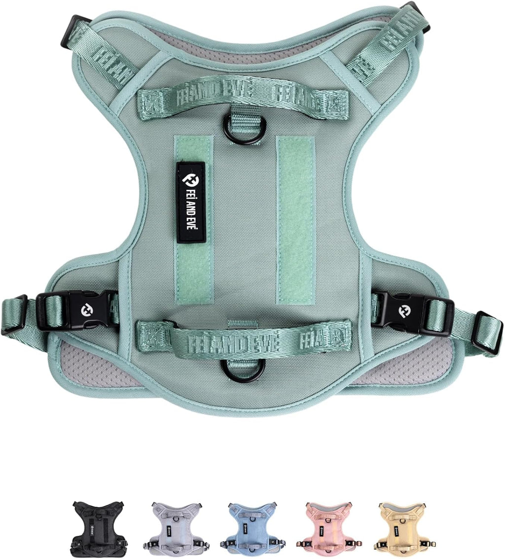 Fei & Eve Classic Dog Harness | 3-Point No-Pull Control, Dual Handle Support, Durable 900D Nylon, Tactical Patch Panel, Heavy Duty, Large (Pink) - Image 13