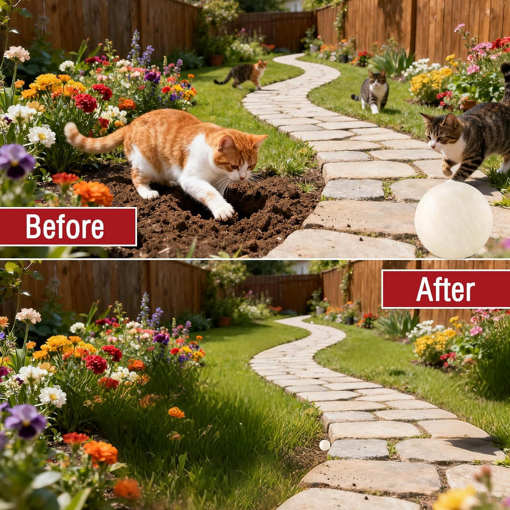 White cat repellent balls in mesh bags for furniture protection