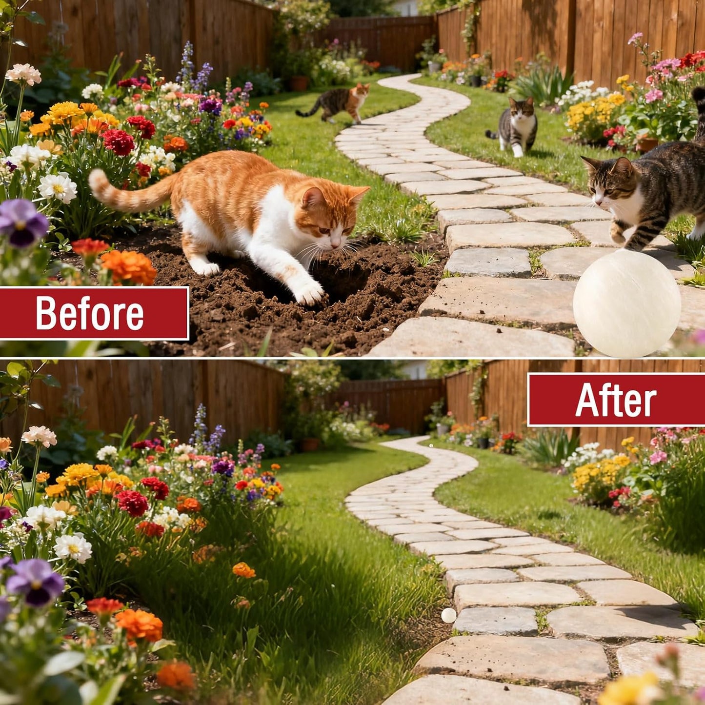 White cat repellent balls in mesh bags for furniture protection