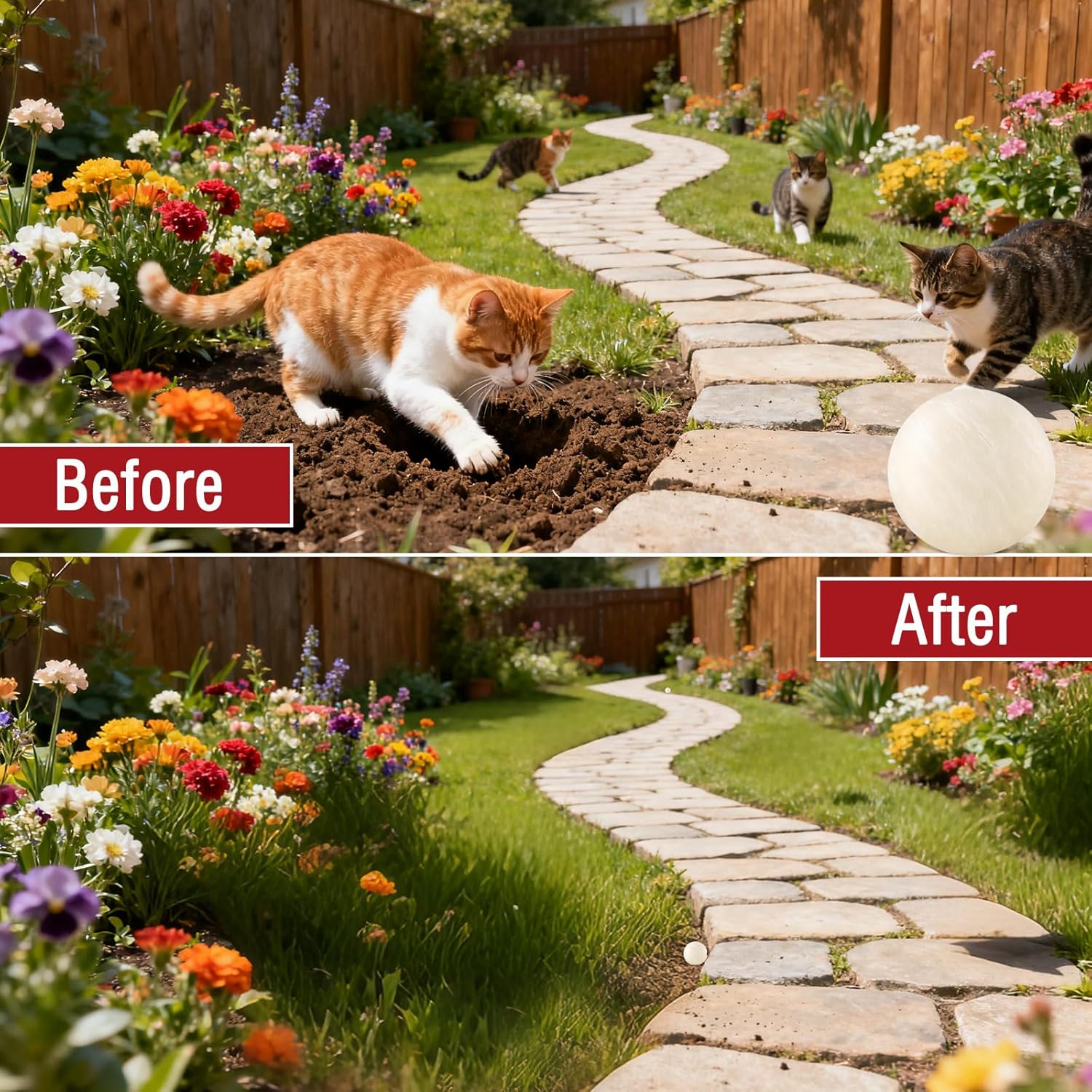 White cat repellent balls in mesh bags for furniture protection