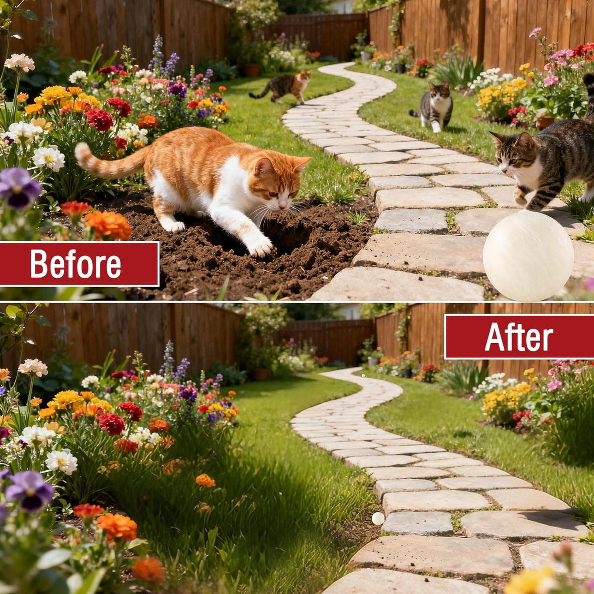 White cat repellent balls in mesh bags for furniture protection