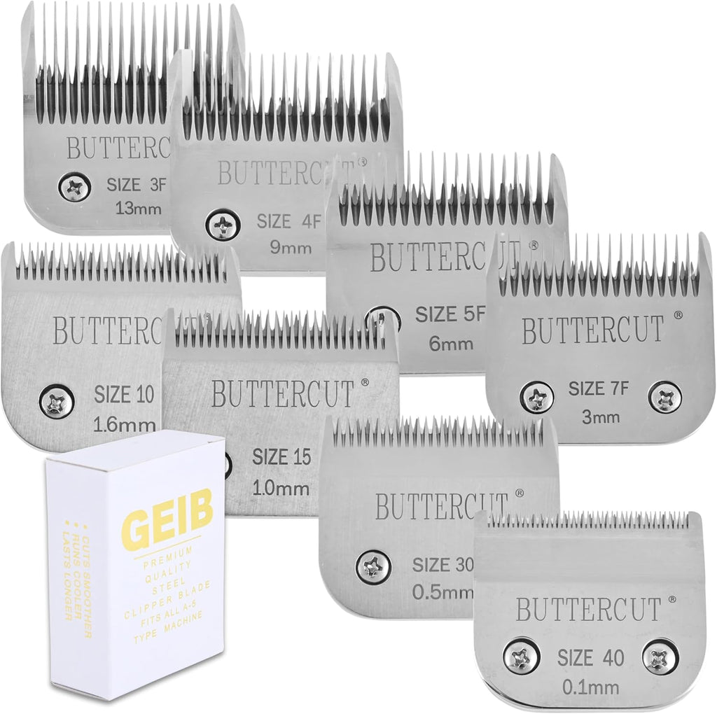 Geib Buttercut Detachable Replacement Dog Clipper Blade - 4 Pack, Sizes #30, #10, 5F, 7F, Stainless Steel Long-Lasting Sharp Edges, Compatible with Andis A5, Oster A5, Wahl KM10, Dog Grooming Blade - Image 10