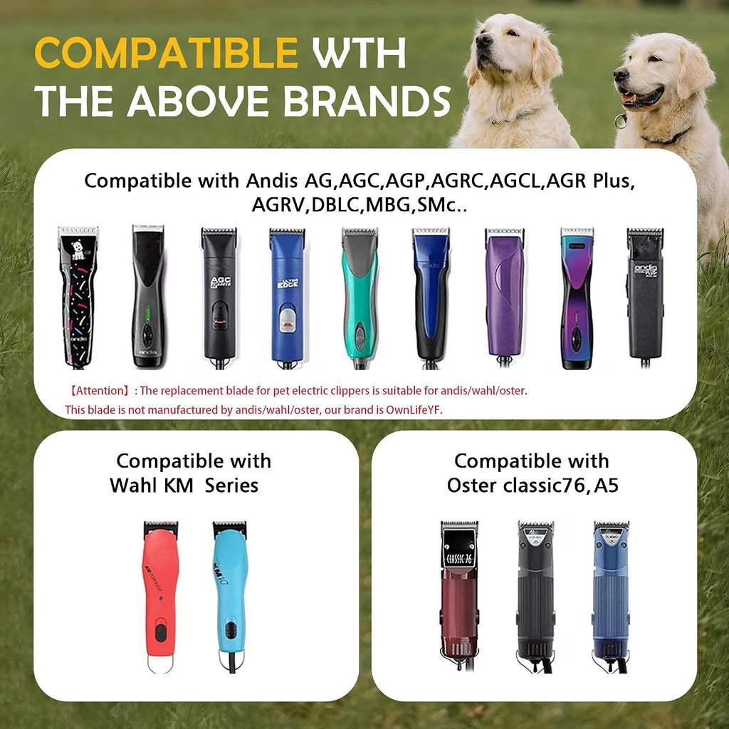 Side view highlighting the one sixteenth inch cutting clearance of the ceramic pet hair trimmer blade.
