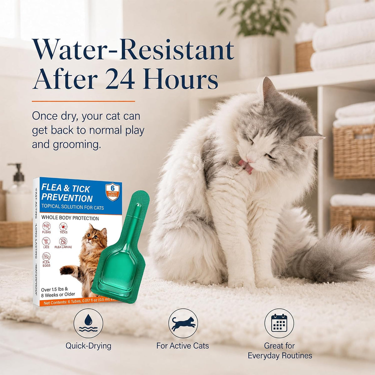 Six month supply flea and tick drops for cats