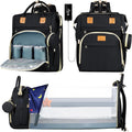 Zrsun baby diaper bag backpack front view with black waterproof fabric