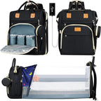 Zrsun baby diaper bag backpack front view with black waterproof fabric