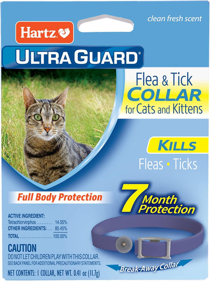 Hartz flea and tick collar displayed on pet accessory packaging
