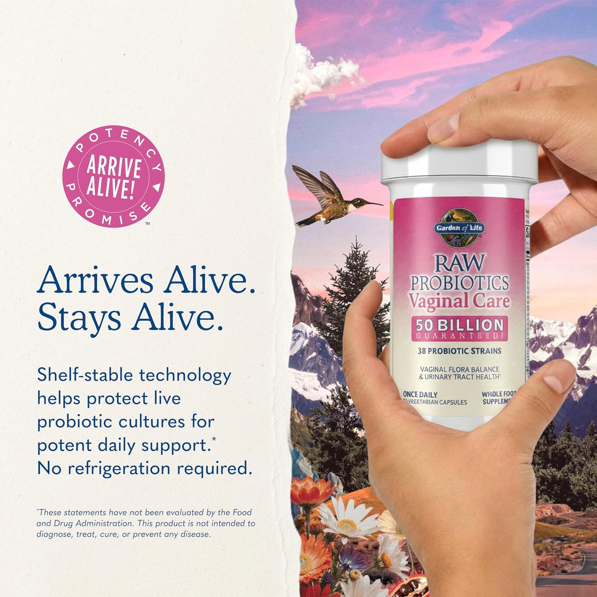 Garden of Life 30 vegetarian capsules bottle cap and neck