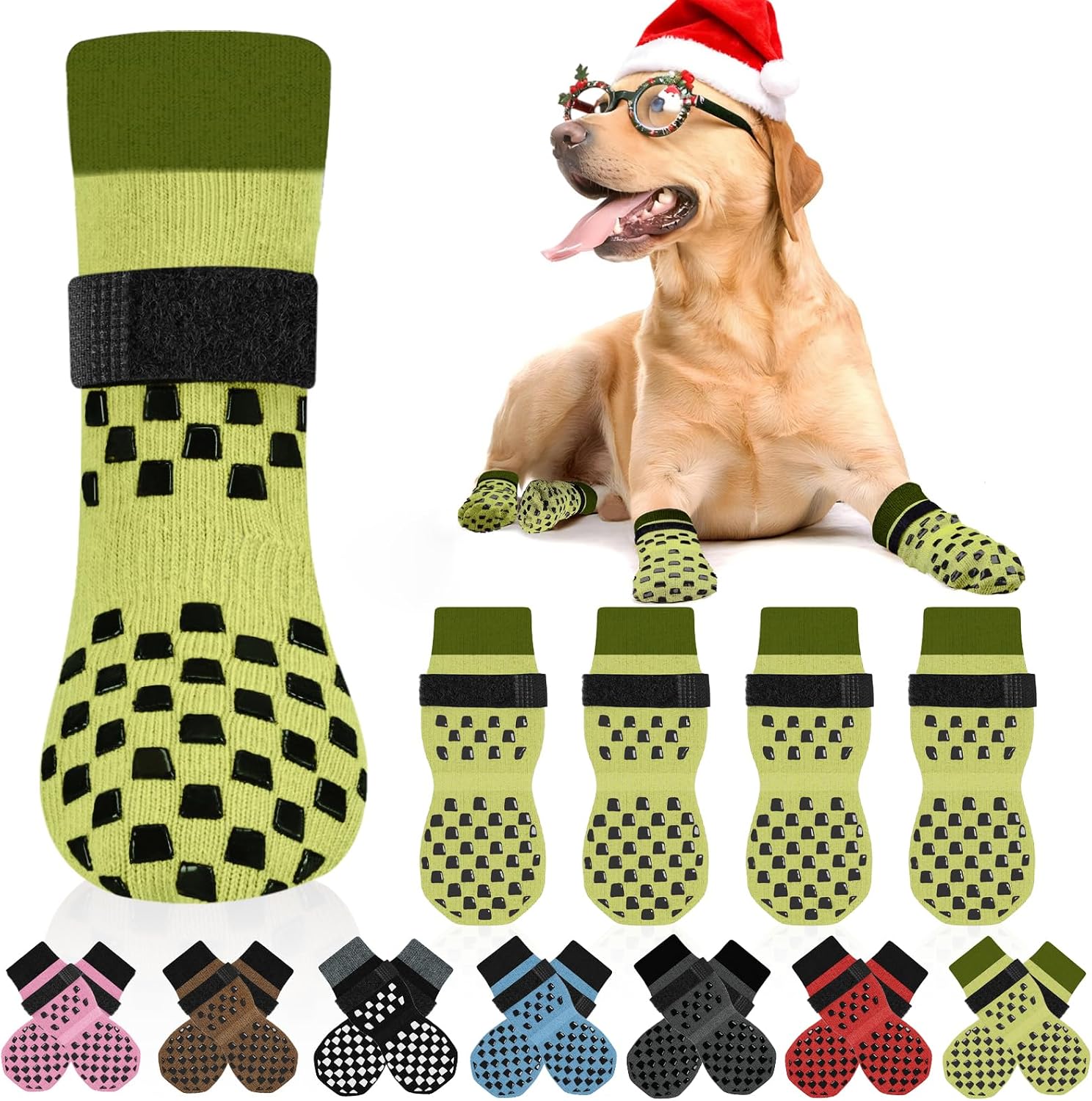 Anti Slip Dog Socks to Prevent Licking Paws, Dog Shoes for Hot/Cold Pavement, Dog Boots on Hardwood Floors, Traction Control Dog Booties & Paw Protectors for Small Medium Large Senior Dogs - Image 9