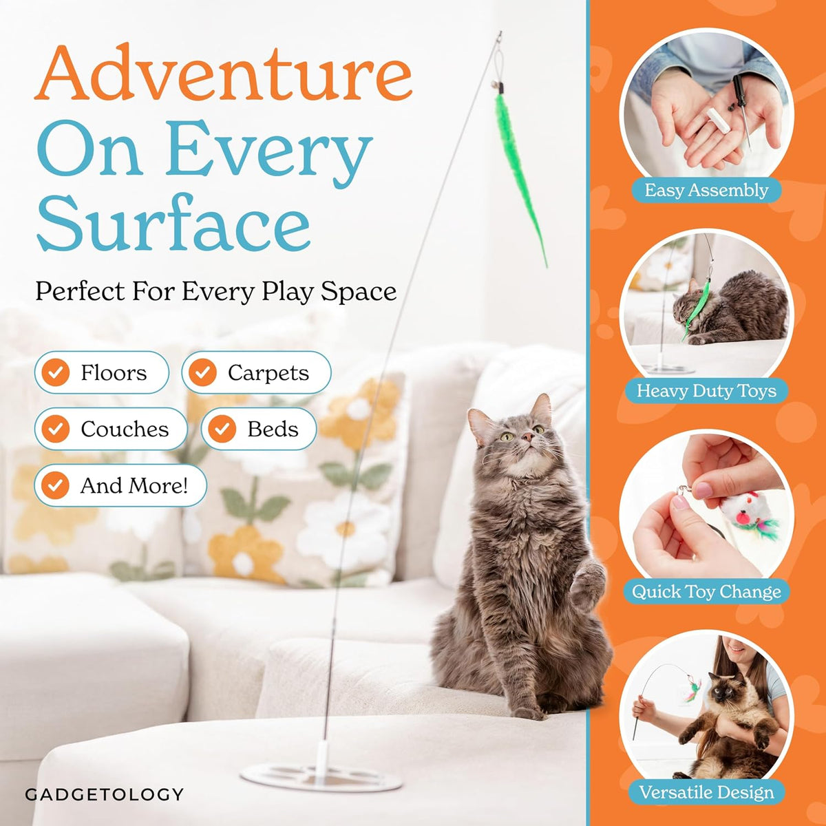 Interactive cat playing toys bundle containing replacement feathers and mice.