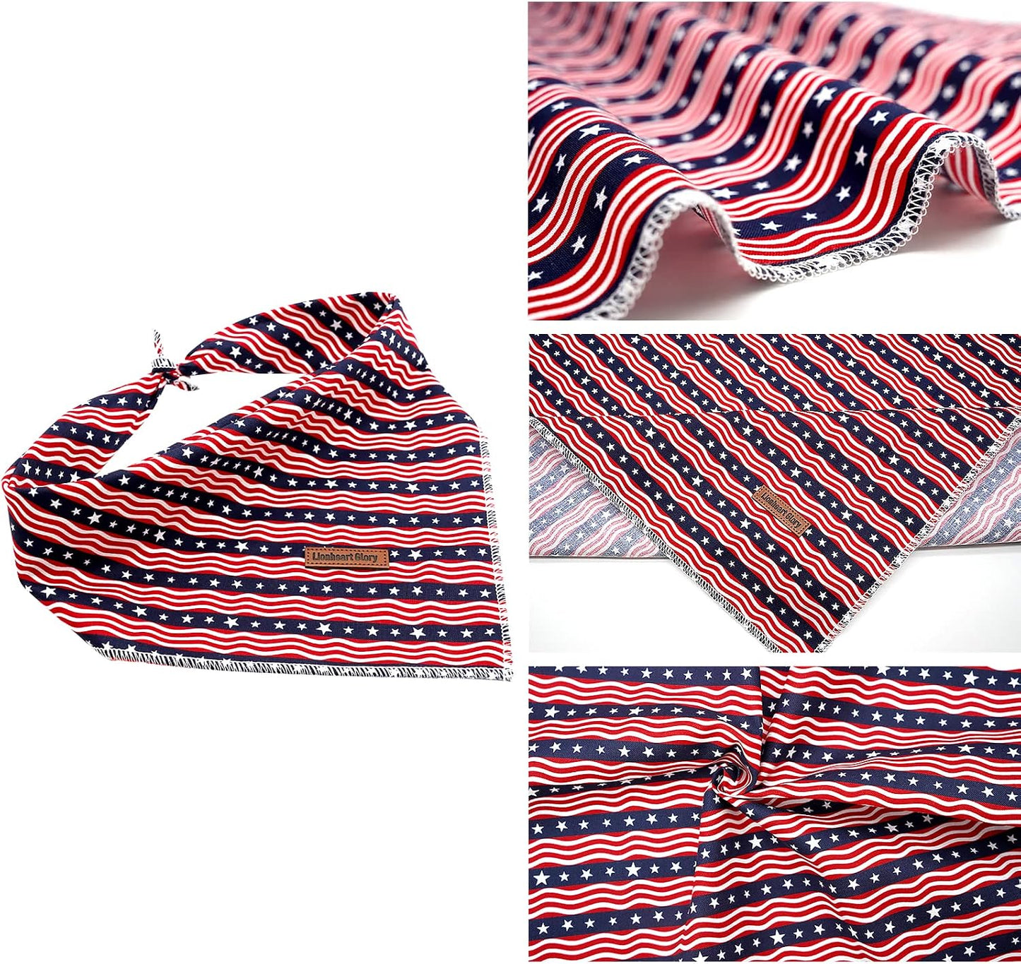 Lionheart Glory soft USA flag dog bandana accessory close up fabric texture