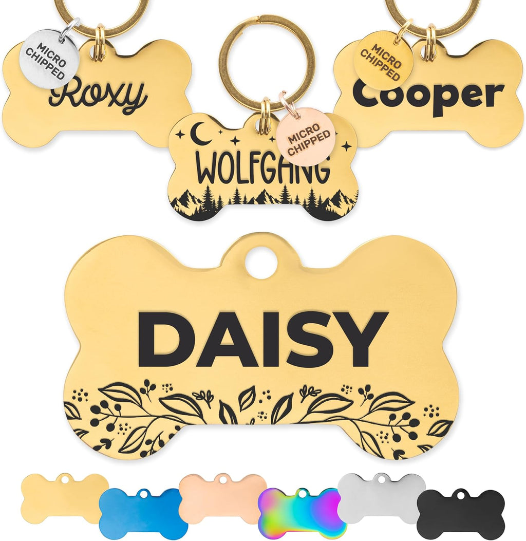 ExcelMark Pet ID Tags - Customized Dog and Cat Tags (Round, Gold) - Image 9