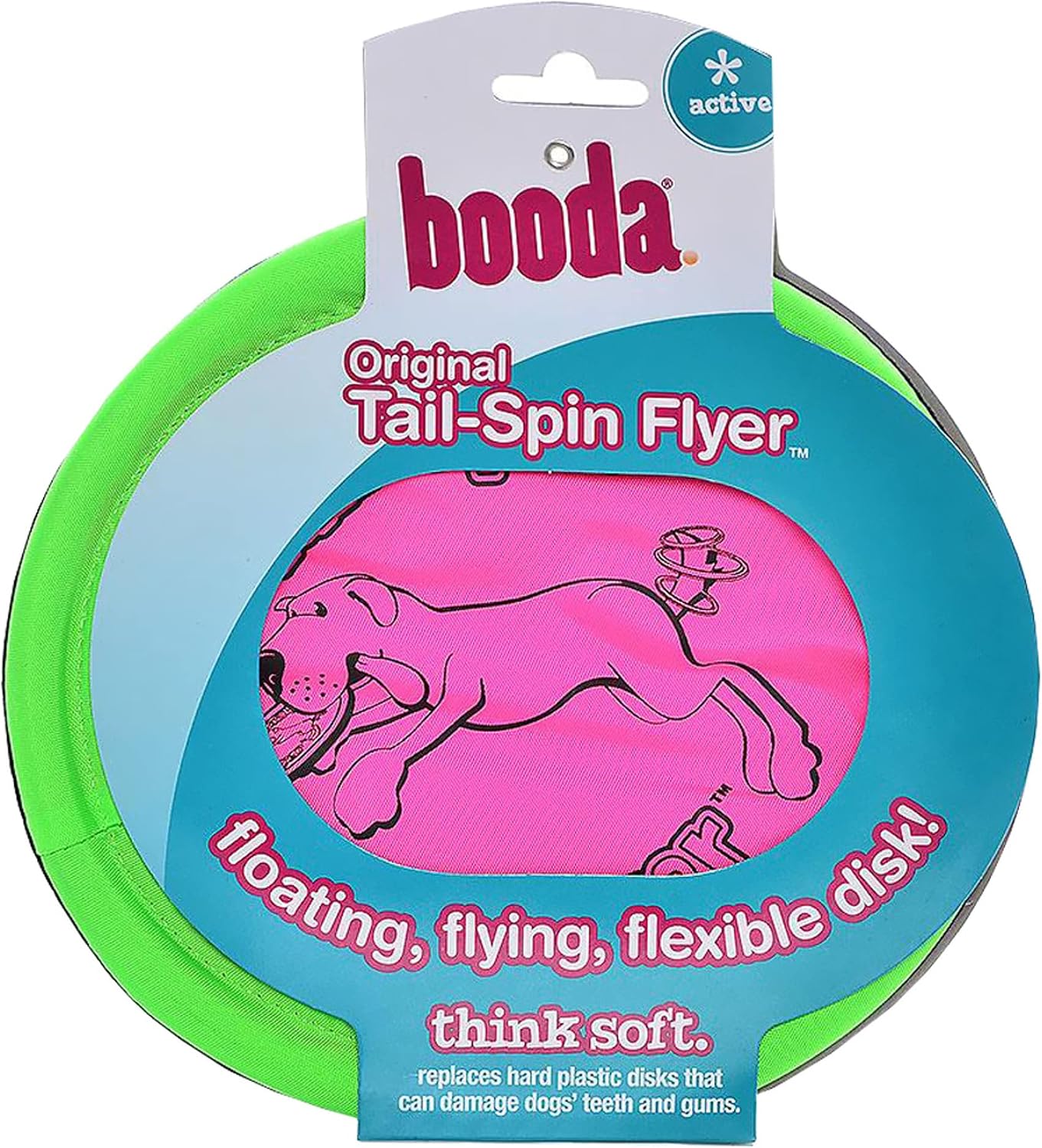 Dog playing with Booda Tail-Spin Flyer in the park