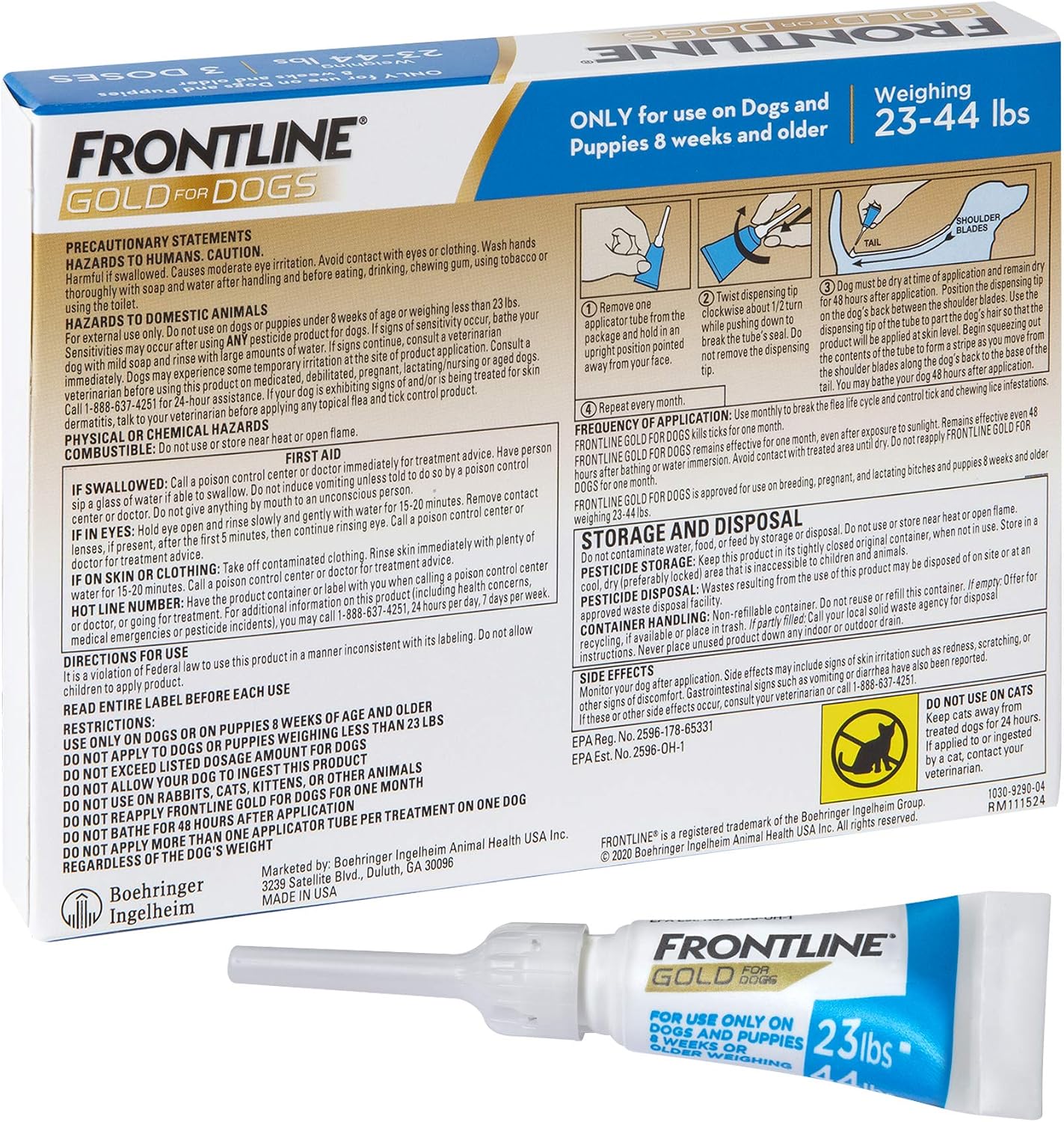 Triple action flea and tick protection for dogs imported from USA