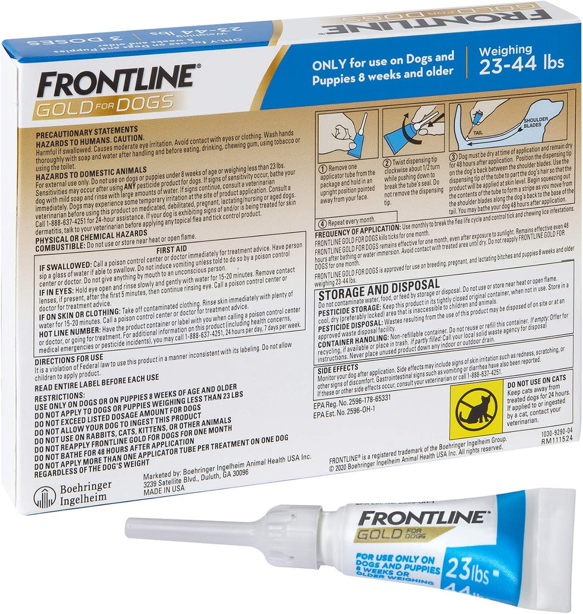 Triple action flea and tick protection for dogs imported from USA