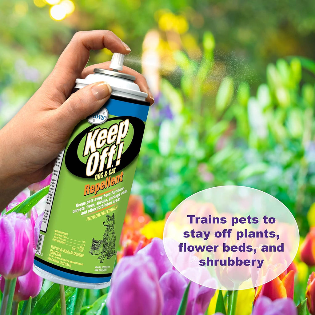 Four Paws Keep Off aerosol spray can label detail