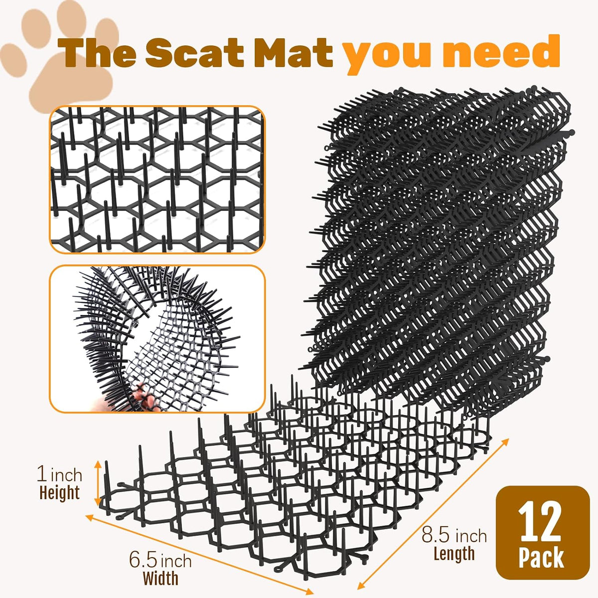 Oceanpax cat deterrent mats connected together in an interlocking layout