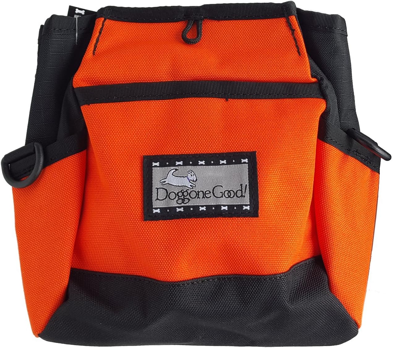 Doggone Good dog rewards bag attached to the included adjustable waist belt strap accessory