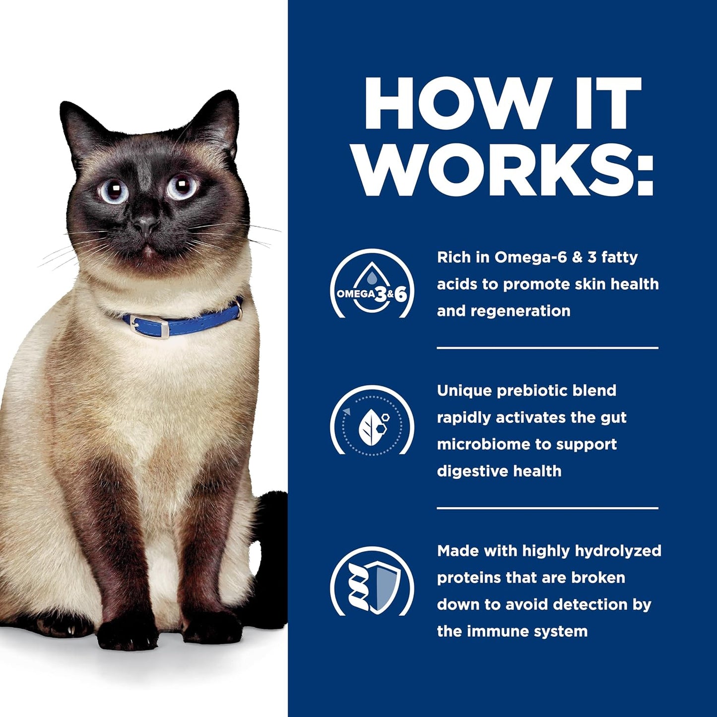Hills prescription diet feline zd dry food showing active biome technology details