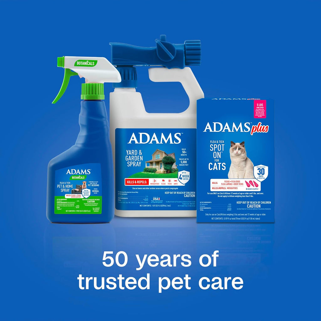 Adams Plus cat flea treatment box reverse side showing active ingredients