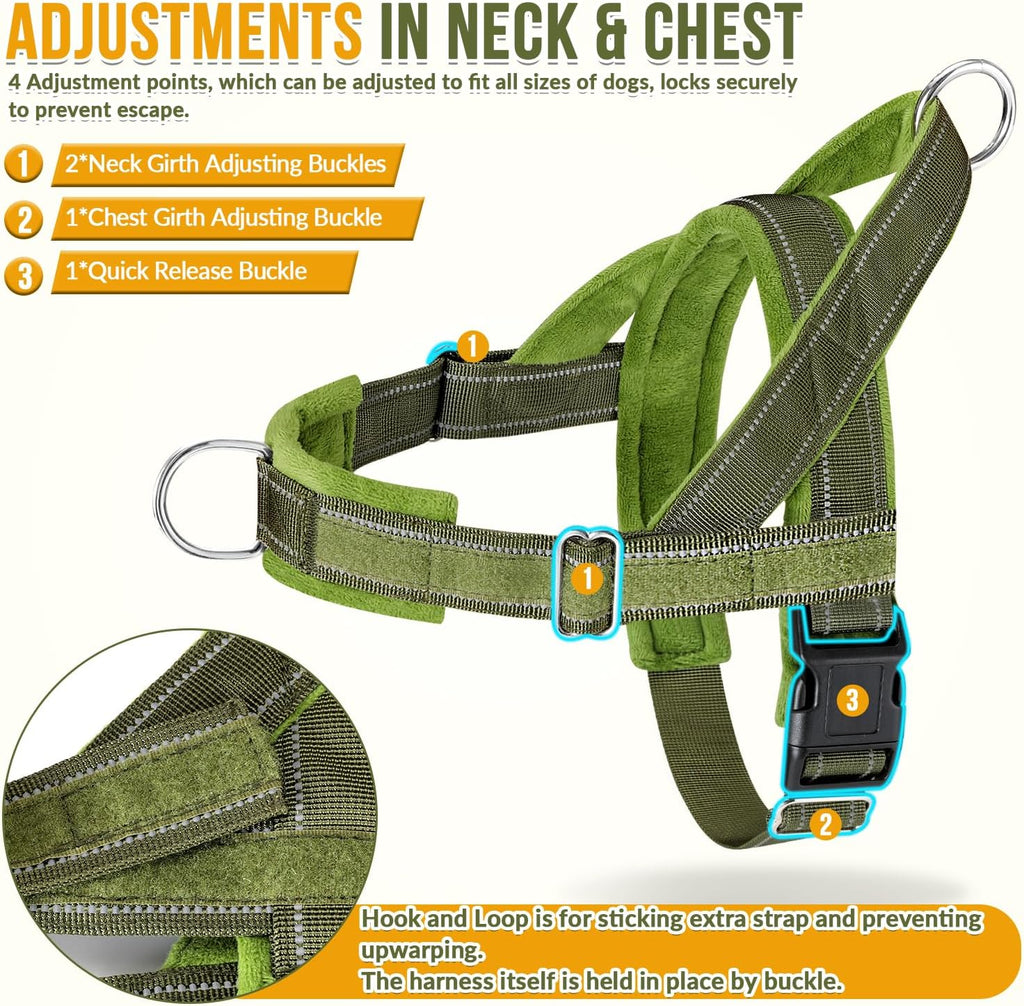 Lukovee heavy duty dog harness with dual handle bungee leash extension