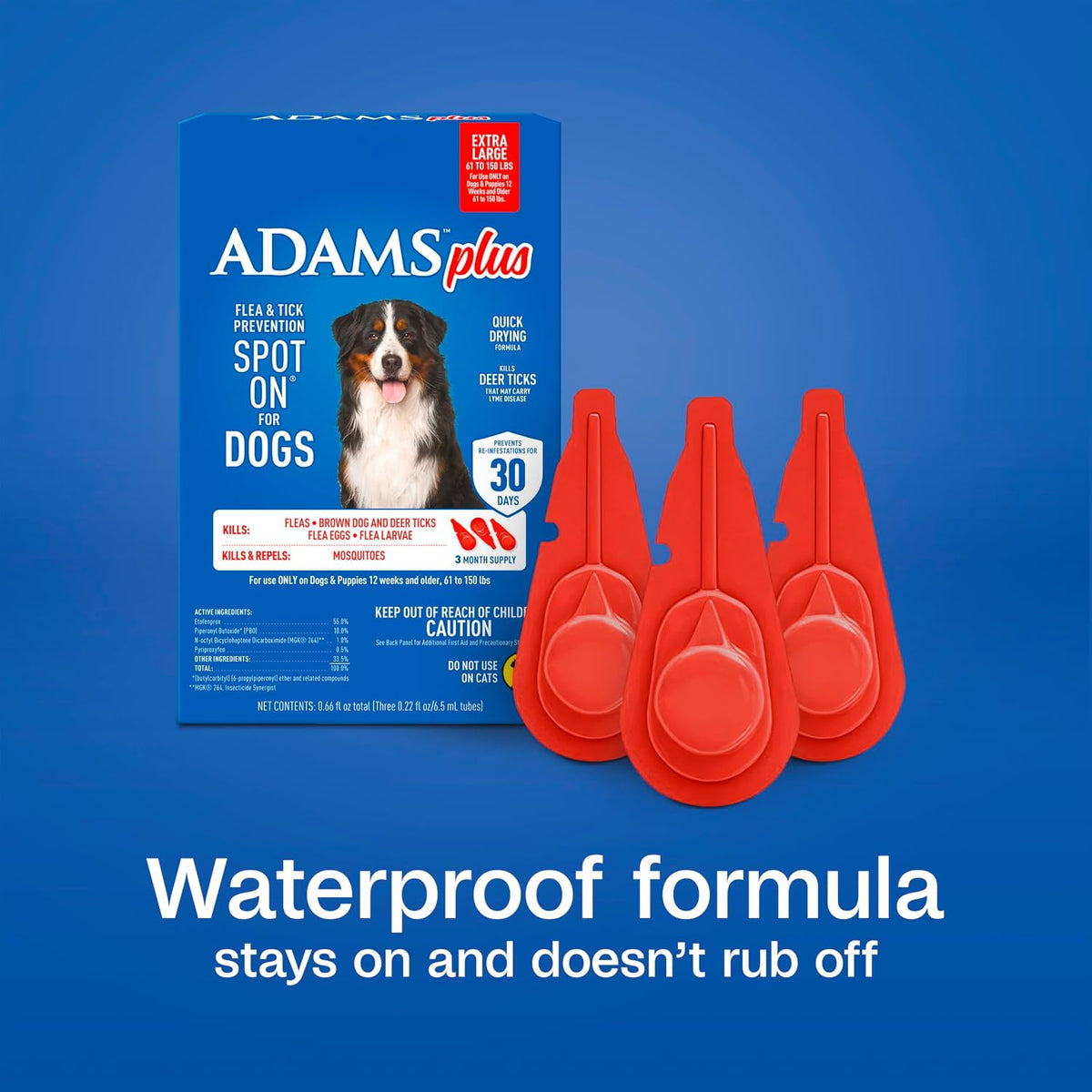 Authentic USA manufactured Adams Plus flea drops packaging details