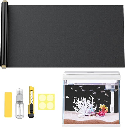 Pawfly Black Aquarium Background, 25.2" x 11.8", Static Cling Tank Background Wallpaper, No Glue Reusable PVC Fish Tank Backdrop, Easy to Install Aquarium Dcor Background, Fish Tank Decoration - Image 9