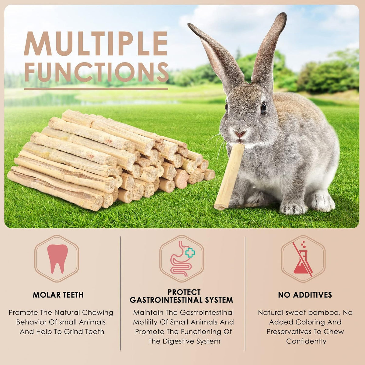 Natural sweet bamboo sticks for small animals
