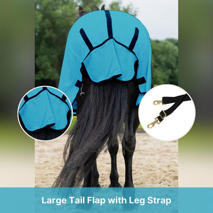 Resistance breathable horse sheet providing complete sun shield and insect defense