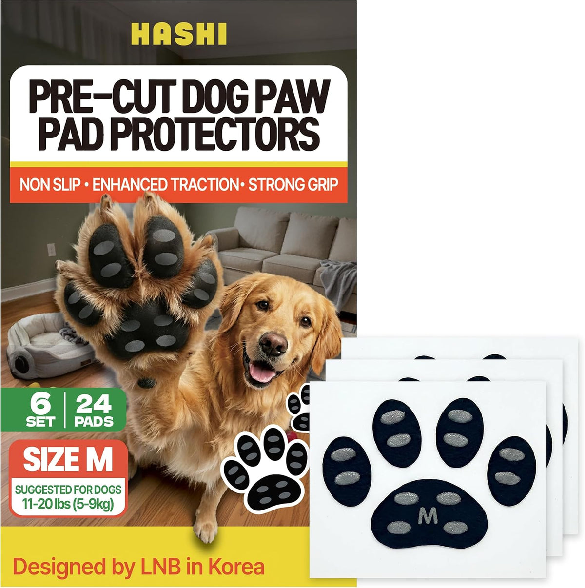 HASHI Dog Paw Grips Anti-Slip for Hardwood Tile Floors, Self-Adhesive Elastic Traction Pads for Senior Dogs, Pet Mobility Support, Waterproof Breathable (24, XXL) - Image 12
