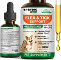 Tobydic Flea and Tick Prevention Support natural oral drops front packaging view.