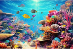 Underwater Aquarium Background Coral Reef Tropical Fish Terrarium Background Deep Blue Ocean Sea Sunbeams Aquatic Plants Fish Tank Backdrop Poster Wallpaper Decorations Vinyl 24x16in - Image 10